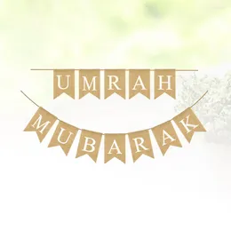 Décoration de fête Ramadan Festival Drapeau UMRAH MUBARAK Impression Toile De Jute Bannière Swallowtail Bunting Fournitures Fond Disposition Props