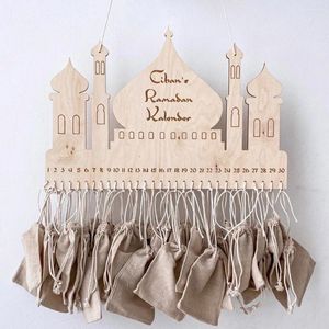 Calendrier de compte à rebours du Ramadan, décoration de fête, bricolage, ornement Eid Mubarak, sac en toile de jute, tentures, artisanat de maison, 2024