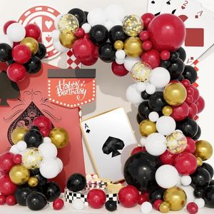 Party Decoration Red en Black Casino Style Balloon Arch Set 145 stukken poker metalen ballonnen verjaardag afstuderen