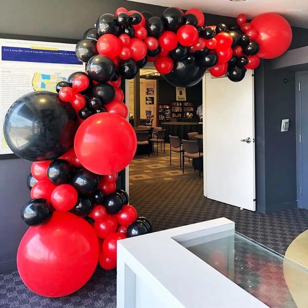 Décoration de fête rouge noir arc arc garland kit baby shower hollyween décorations thème ballons anniversaire anniversaire