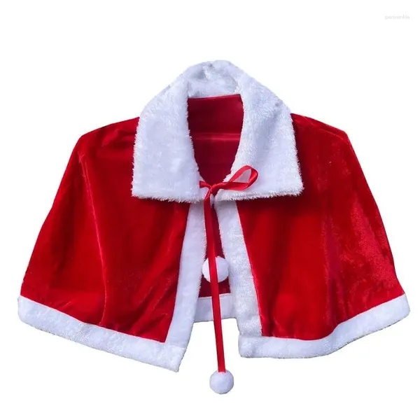 Decoración de fiestas Capa de Navidad roja para chicas Shawl Santa Claus cálido envoltura de hombro para mujeres regalos de año