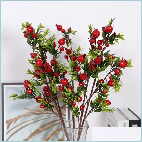Partydekoration Rote Kleine Granatapfelfrucht Beeren Gefälschte Pflanzen für Heimtisch Fleur Artificielle Weihnachtsdekor Drop Lieferung 2021 Dhozj
