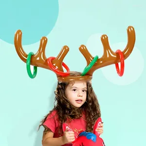 Décoration de fête Reindeer Toss Game Poliflable Christmas Antler Ring Novelty Toys 1 Antlers 4 Anneaux pour les Pâques de vacances de Noël