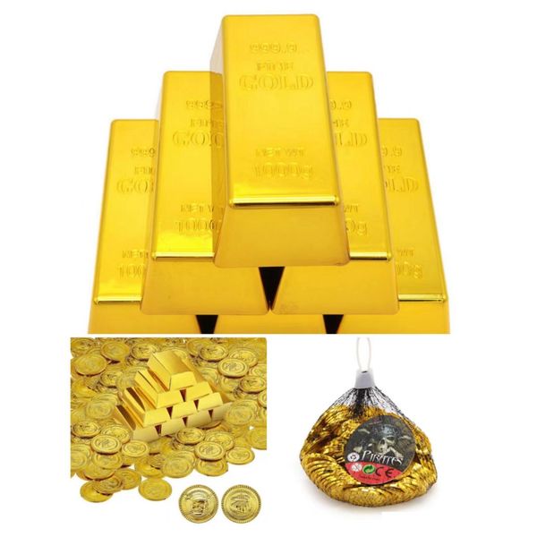 Décoration de fête Réplique Gold Bar Fake Pirate Coins Nouveauté Golden Brick Blion Film réaliste Chasse au Trésor Jeu Prop Abs Drop D Dhceq