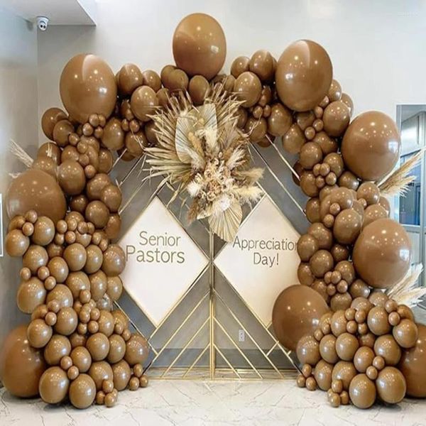 Decoración de fiesta Retro Brown Balloon Garland Arch Kit Baby Shower Decoración Ballón de género Revelación Aniversario de bodas de cumpleaños Globos