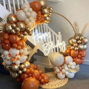 Decoración de fiestas Retro Naranja de oro arenosa Golla de globo blanco para el aniversario Baby Shower Cumpleaños Decoraciones del día de Acción de Gracias