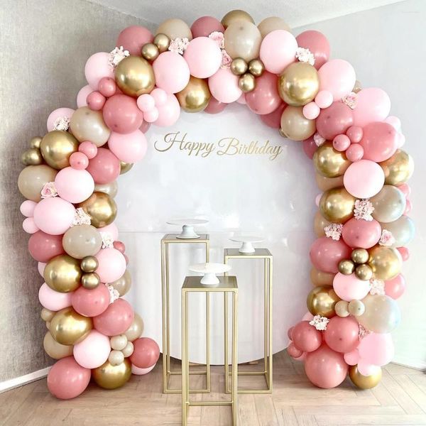 Decoración de fiestas retro rosa pastel macarrón globos guirnalda arco kit de bodas cumpleaños niñas baby shower rosa balón de balón