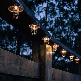 Décoration de fête Rétro Lanterne Solaire Extérieure Suspendue Guirlande Vintage Lampe Avec Ampoule Blanc Chaud Pour Jardin Patio Noël Dec228n