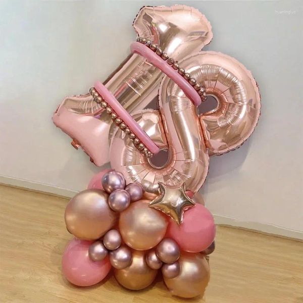 Party Decoration Roes Golden Balloon Chain Happy 10 16 18e anniversaire Baloon Sweet 16e décor Kids Favor Balon