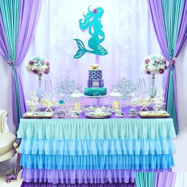 Decoración de fiesta Romántica Sirenita Suministros Favores de cumpleaños Primera niña Decoración Baby Shower Drop Delivery Hogar Jardín Festivo Incluso Dh4Px