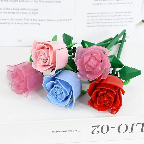 Party Decoration Romantic Rose Flower Bouquet Building Blocy