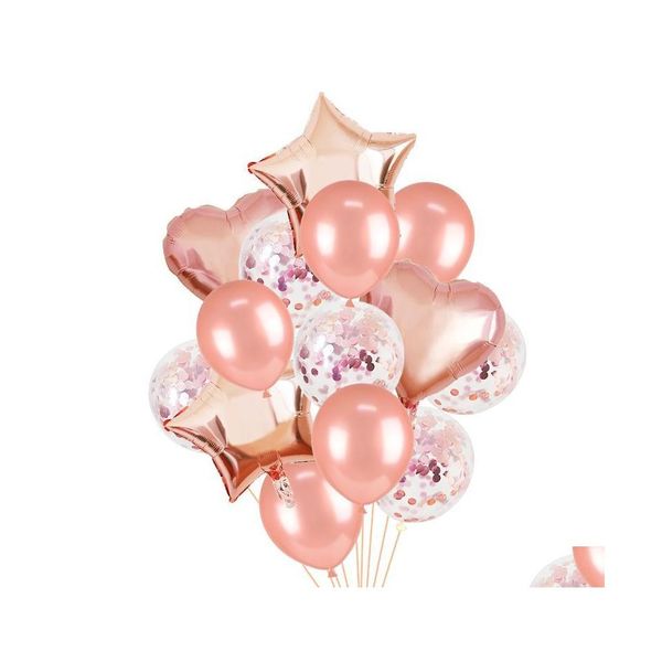 Décoration de fête Or Rose Ballon Ensemble Étoile Coeur Feuille Anniversaire Baby Shower Mariage Hélium Ballons Décor Globoparty Drop Delivery Ho Dheuy