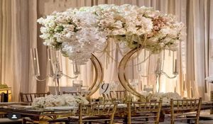 Party Decoratie Rose Gold Metal Table Centerpieces Flower Stands Arrangement voor Wedding3268496