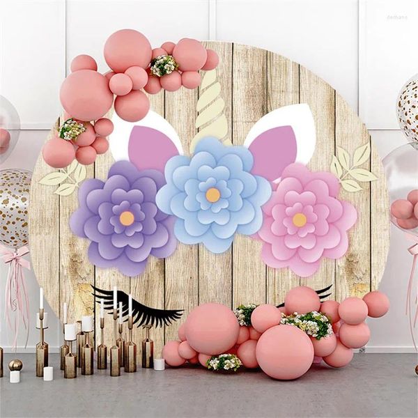 Décoration de fête Round Forest Animaux Plantez l'anniversaire des enfants Pozone Custom Background Backs Trops Wall Baby Shower Supplies