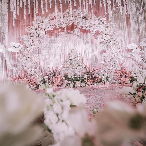 Décoration de fête ronde en métal, arc en fer, support d'arrière-plan de mariage, décor d'anniversaire, fleur artificielle, étagère à ballons, porte de fête