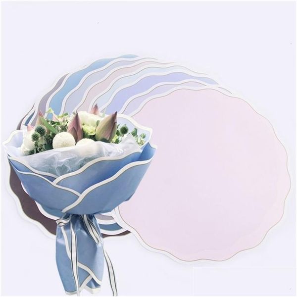 Décoration de fête ronde bord ondulé fleur papier d'emballage coréen valse vague cercle fleuriste emballage bouquet 20pcs / lot Y201006 Drop Delive Dhmxu