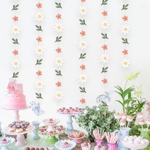 Décoration de fête Papier de mariage rustique Guirlande de feuilles de marguerite Fleur Streamer Suspendu Fiançailles Douche nuptiale Candy Bar Thé Jardin