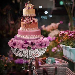 Décoration de fête vente toile de fond de mariage support de gâteau suspendu Style de lustre en cristal pour événement de scène