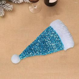 Décoration de fête Santa Hat Ustensiles Holders Festive Christmas Table Table Dorations 10pcs Mini Cutter Fork Sleeves Sequin for Desktop