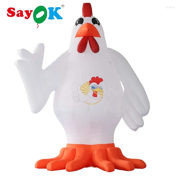 Décoration de fête Sayok 4m / 13.12ft poulet de coq gonflable poulet avec modèle de souffleur d'air pour la publicité décor de l'activité des événements