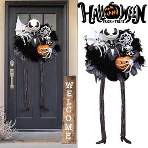 Décoration de fête Effrayant Squelette Halloween Décoration extérieure Citrouille Guirlande Porte Suspendue Halloween Décoration Fournitures de Fête Accessoires T230926