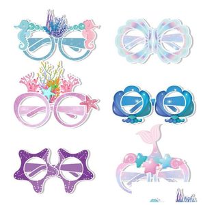 Gafas de papel de mar para decoración de fiestas para niños y niñas - Gafas de cumpleaños con temática de animales del océano con marcos divertidos Suministro perfecto para disfraces Dhtvu