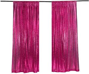 Fête décoration paillettes toile de fond 8FTx2FT Fuchsia rideaux panneaux tissu Pography fond mariage Po stand bébé douche