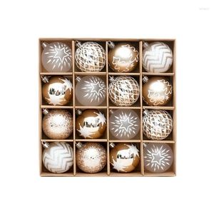 Feestdecoratieset van 16 champagnegouden witte kerstballen, ornamenten, onbreekbare kerstbal G5AB