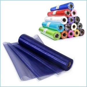 Feestdecoratie pure organza roll 25m x 29 cm stof diy bruiloft goud stoel schuif bogen tafel loper swag Halloween Party Douche Dh0ie Dh0ie