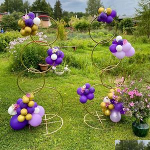 Feestdecoratie Plank Frame Boog Achtergrond Ballonstandaard Achtergrond Metaal Wwhite Gold Plating Buiten Bloemdeur Drop Delivery Home G Otnhv