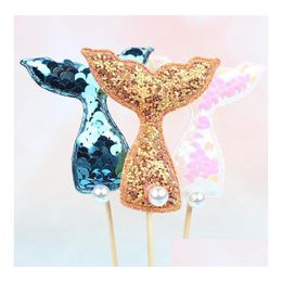 Feestdecoratie Shiny Mermaid Tail Cake Toppers - Perfect voor het bakken Decoreren DIY -feestjes Drop Delivery Home Garden Feestelijke Supply DHV4T