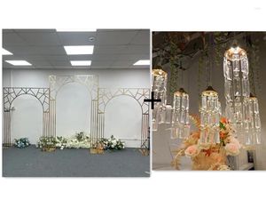 Décoration de fête de mariage en métal brillant arche de fleur arc cercle d'or accessoires de scène de scène de scène en arrière-plan décoration carrée ronde