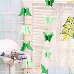 Party Decoration Shop Mall Window Hangend ornament PL Bloempapier String Colorf Butterfly Kinderen Room Wedding Decorate Birthday P DHUWV