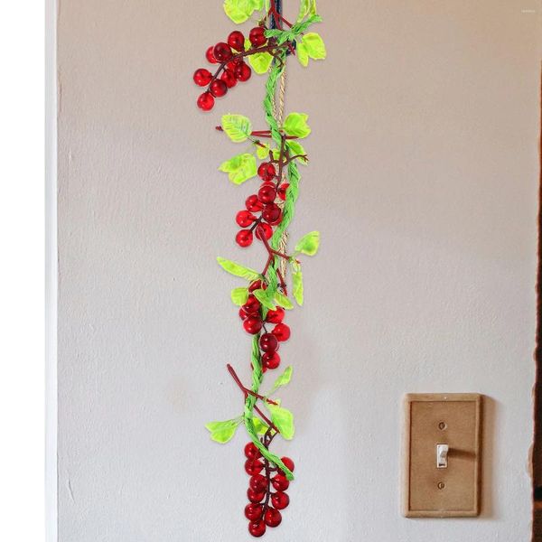 Decoración de la fiesta simulada racimos de uva de frutas falsas de la pared de la pared para el hogar uvas decorativas adornos colgante de plástico artificial