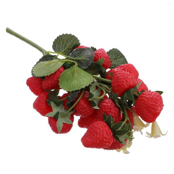 Decoración de fiesta Simulación Arándano Plantas de imitación Fresas Fresas artificiales con hojas