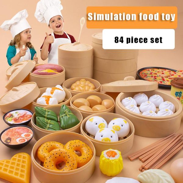 Decoración de la fiesta Simulación Desayuno Niños Pretender Play Toys Toys Miniatura Steamer Bollos Bolas de Albellones Comida China Niños Educativos