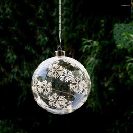 Feestdecoratie Kleine verpakking Diameter 8 cm 10 cm Handgeschilderde Sneeuwvlok Glazen Bal Lichtgevende Globe Kerstboom Hanger Hangend Ornament