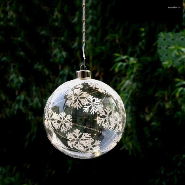 Décoration de fête Petit emballage Diamètre 8 cm 10 cm Peinture à la main Flocon de neige Boule de verre Globe lumineux Pendentif arbre de Noël Ornement suspendu