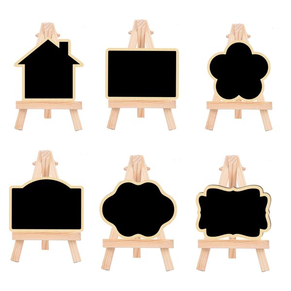 Décoration de fête Petits panneaux de tableau en bois avec support de chevalet Mini tableau noir pour cartes de nourriture Numéros de table Décor de brunch XBJK2302