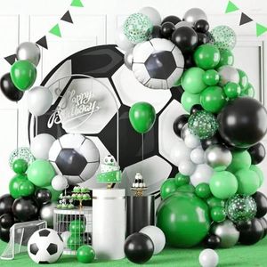 Decoración de fiestas Globo de fútbol Garland Arch Kit verde Blanco blanco Metálico Men Sliver Fútbol Tema de fútbol Suministros de decoración de cumpleaños