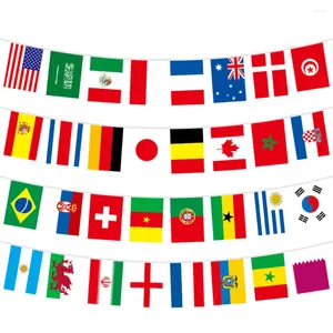 Party Decoration Soccer Themed Supplies Flag String Decor International Bunting Pendant Banner