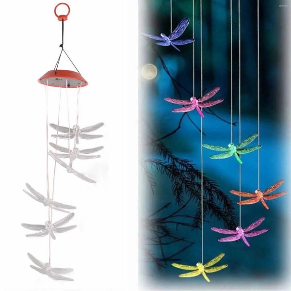 Decoración de fiestas Solar Dragonfly luz eólica Lámpara de noche al aire libre Decoración impermeable para la decoración del jardín