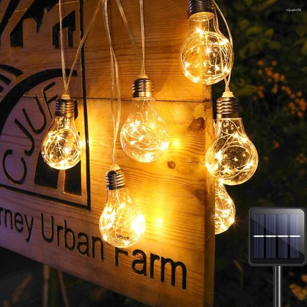 Decoración de la fiesta Luces de jardín solar al aire libre 10/20 bulbos cuerda de alambre de cobre colgando pelota redonda led