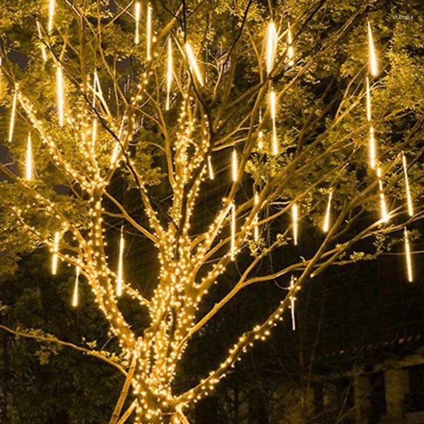 Décoration de fête légère solaire extérieur LED Noël 2024 30m 8 tuyaux décorations d'anniversaire d'arbre lampe étanche