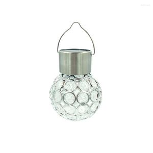 Lampe LED à énergie solaire, décoration de fête, bocal en verre à fossettes, lampe suspendue de jardin