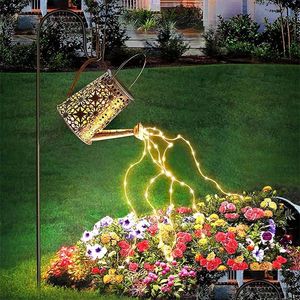 Décoration de fête énergie solaire paillettes de fée Lumière trapézoïde étanche à la lampe creuse de la lampe en fer forgé pour le patio Homefavor DHSDG