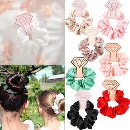 Decoración de fiesta Color sólido Scrunchies para el cabello Mujeres Satén Corbata de seda Elástico Soporte de cola de caballo Anillos de cuerda Simple Elegante Headwear