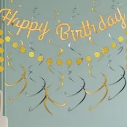 Décoration de fête scintillant Garland Birthday Decor Kit de bannière dorée scintillante avec point de cercle avec anniversaire