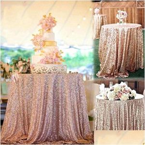 Décoration de fête Nappes scintillantes Nappe à paillettes scintillantes Nappe de table en or rose Banquet de mariage Accessoires pour la maison Drop Delivery Dhj1V