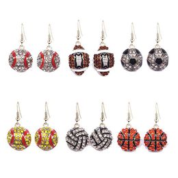 Fête Décoration Sport Softball Baseball Boucles D'oreilles Lustre Stud Cristal Strass Post Sier Bling Jaune Cadeau Drop Delivery Accueil Dh6Re